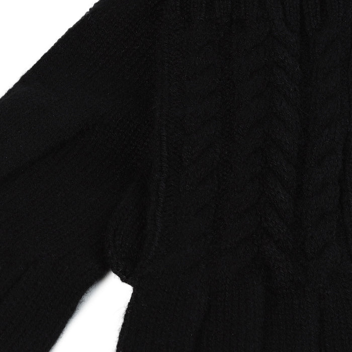 100% Cashmere Ladies Cable Glove Black - Heritage Of Scotland - BLACK