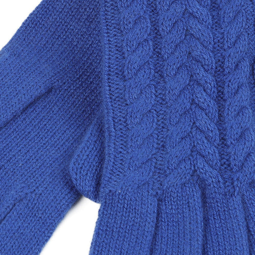 100% Cashmere Ladies Cable Glove Cornflower - Heritage Of Scotland - CORNFLOWER