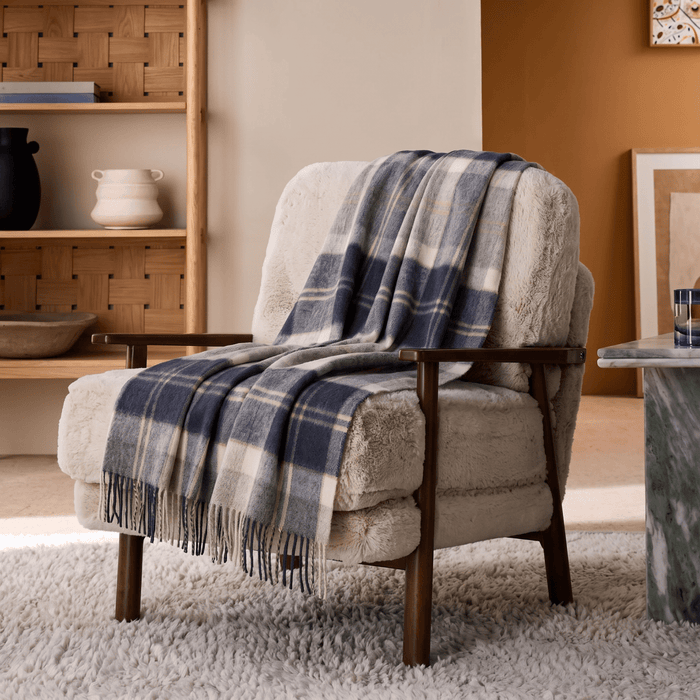 100% Pure Lambswool Tartan Blanket – Luxury Soft Warm Plaid Wool Throw - Home Décor - Bannockbane Silver - Heritage Of Scotland -