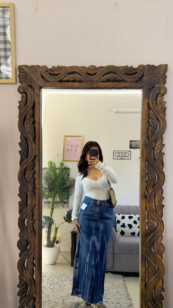 19 retro denim skirt W27/34L