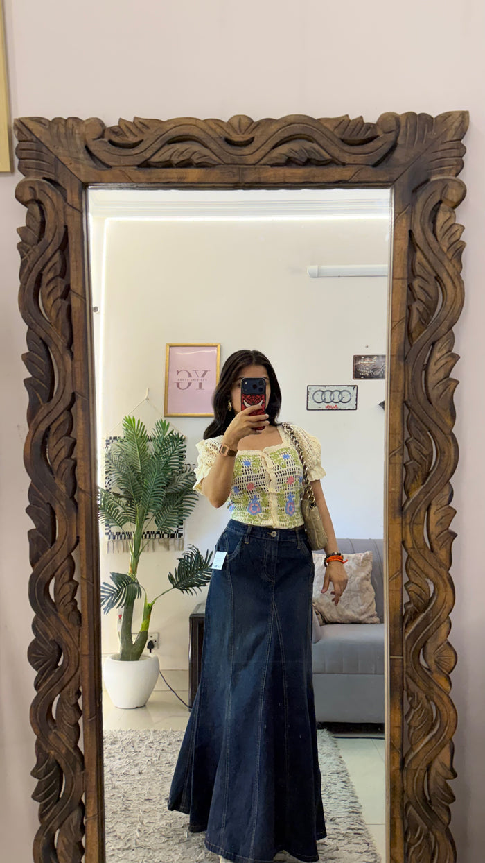 61 retro denim skirt30/35L