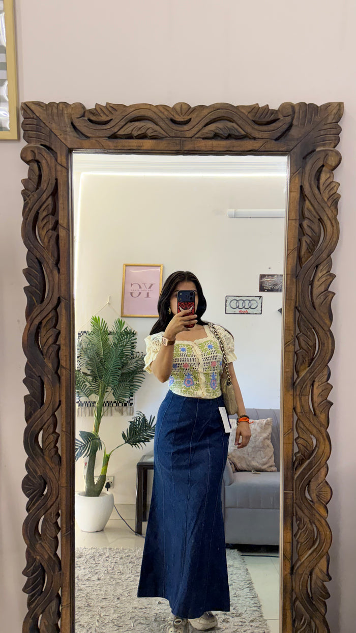 63 retro denim skirt W26/34L