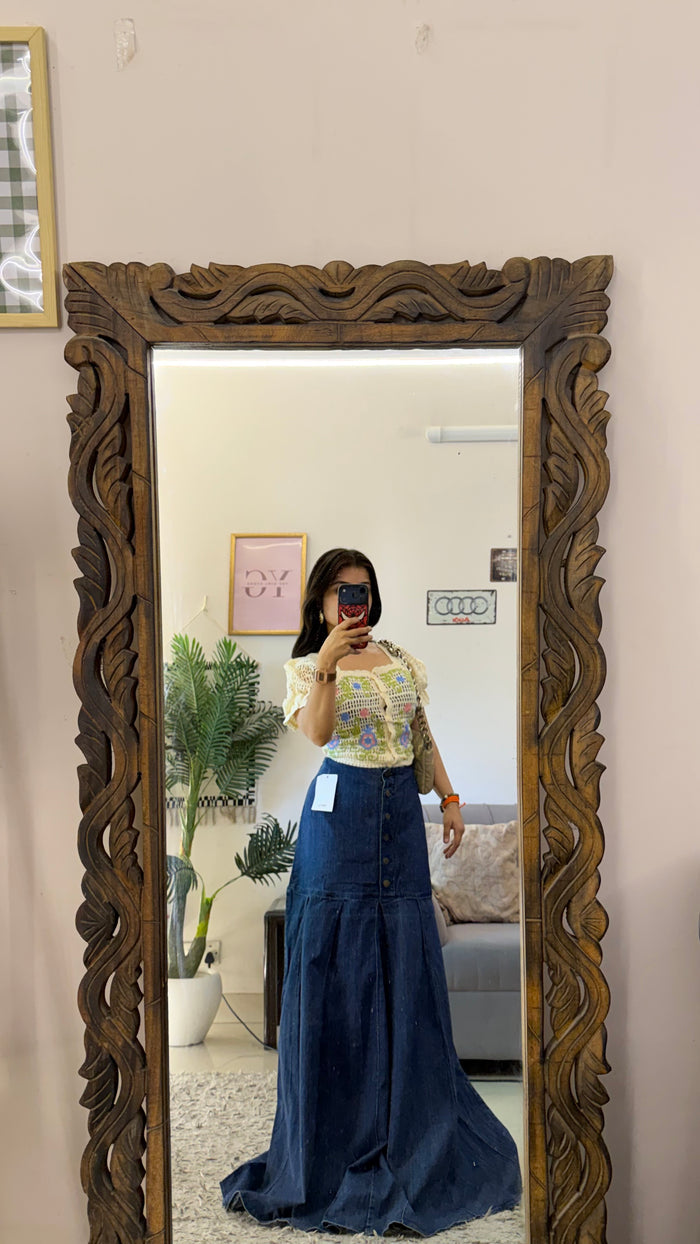 65 retro denim skirt W36/44L