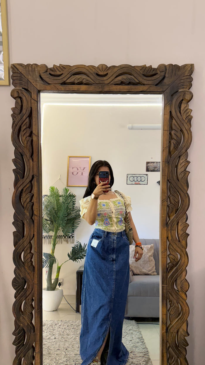 66 retro denim skirt W32/40L