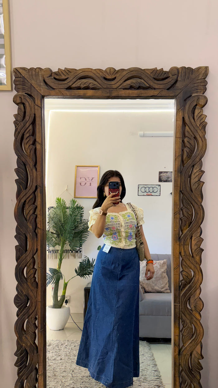 69 retro denim skirt W30/34L