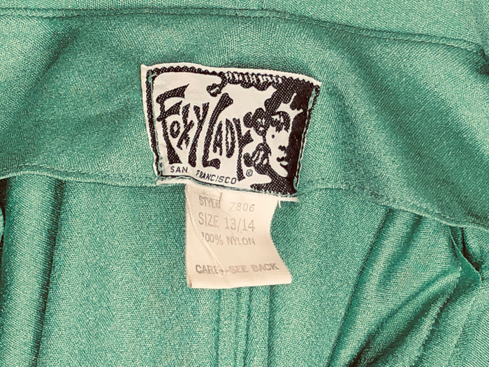 70s Foxy Lady Grn Hooded Maxi Dress     S