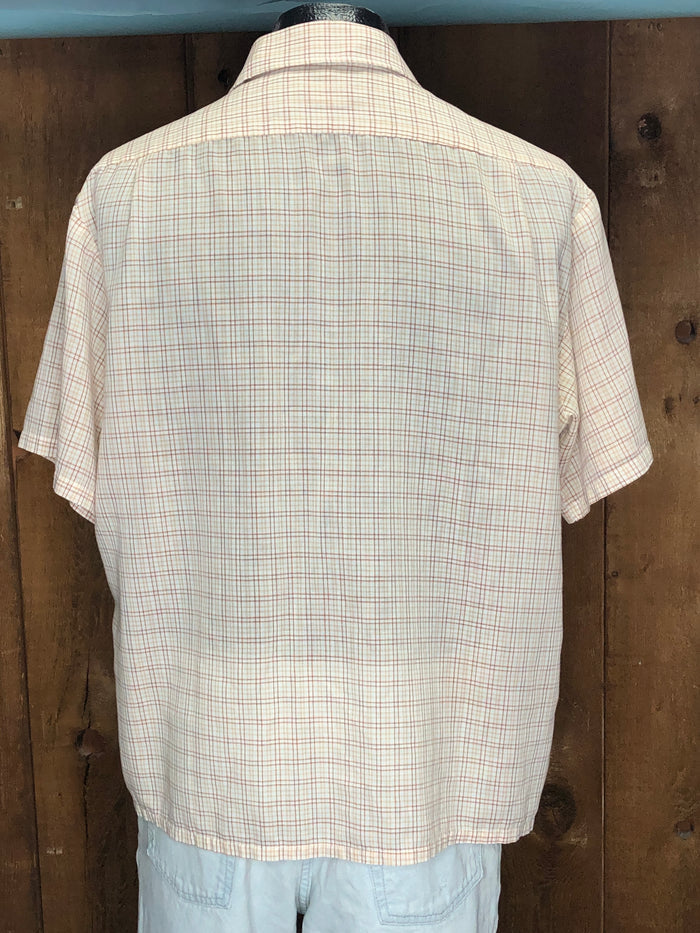70s JCP Orng Plaid Shirt     L