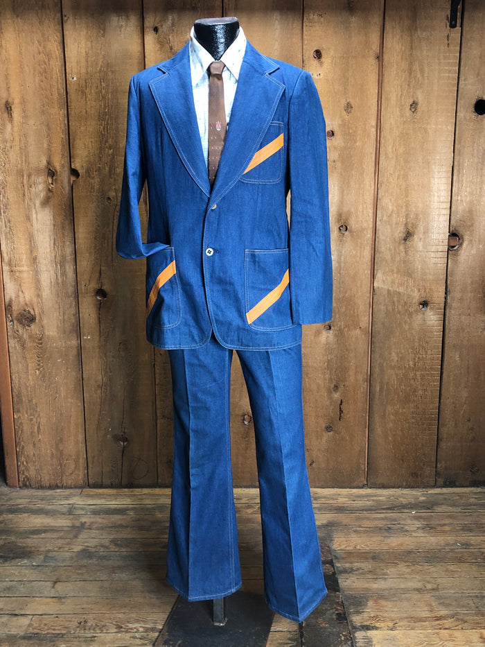 70s Jeans Joint Denim/Leather Suit    W32