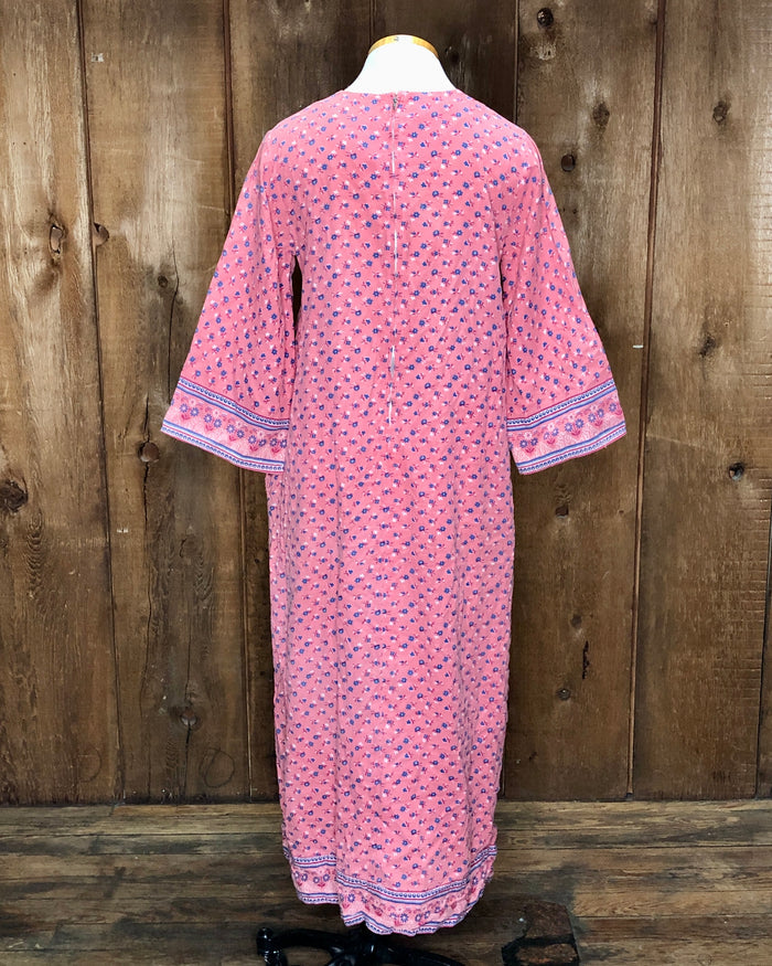70s Ramona Rull Pink Floral Peasant Dress     M