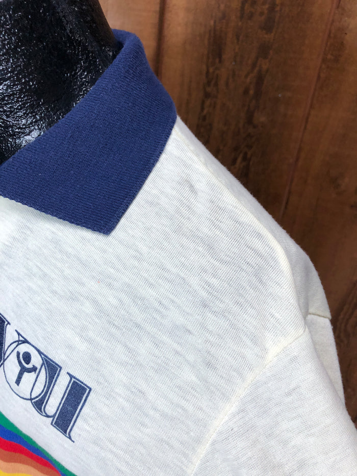 80s Collegiate Pacific Rainbow Polo   XL