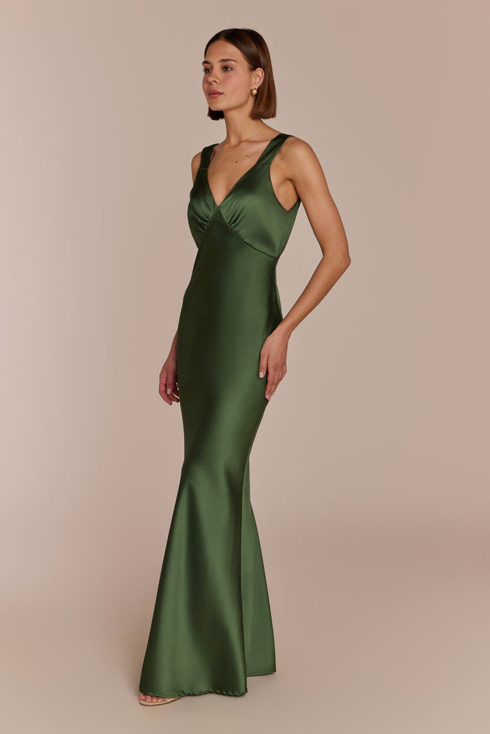 Olive green bridesmaid dress