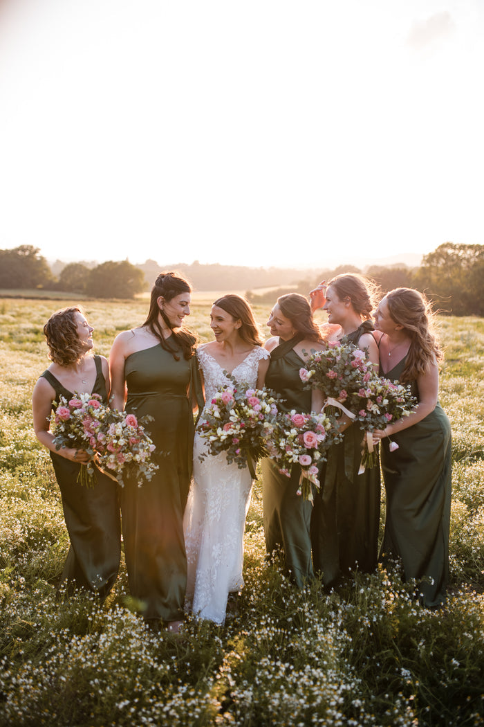 Mix and match olive green bridesmaid dresses