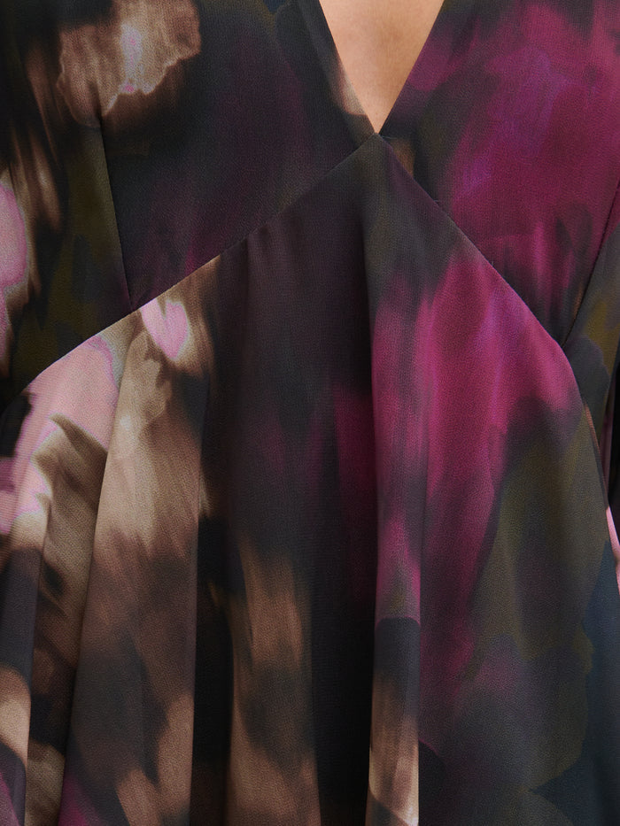 Taina Is 5'8.5" & Wears Size UK 6|Ashton Ruffle Midi Dress - Purple and Khaki Ombre