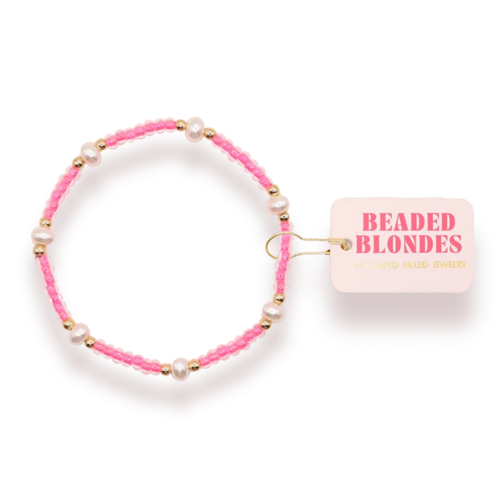 Beaded Blondes Kids pink and pearl beaded bracelet