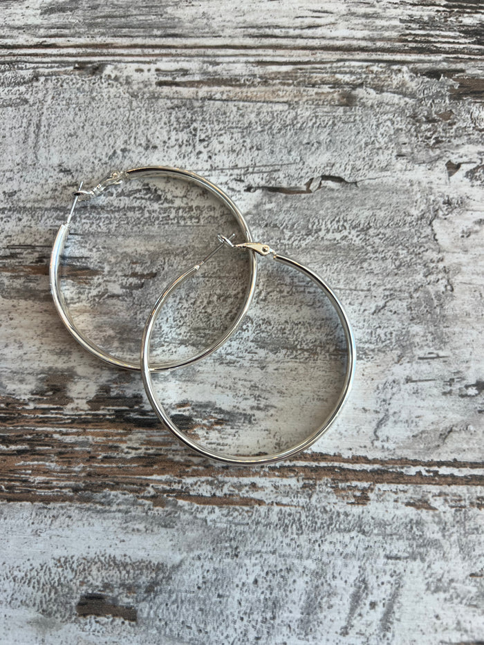 Belle Hoop Earrings - Silver