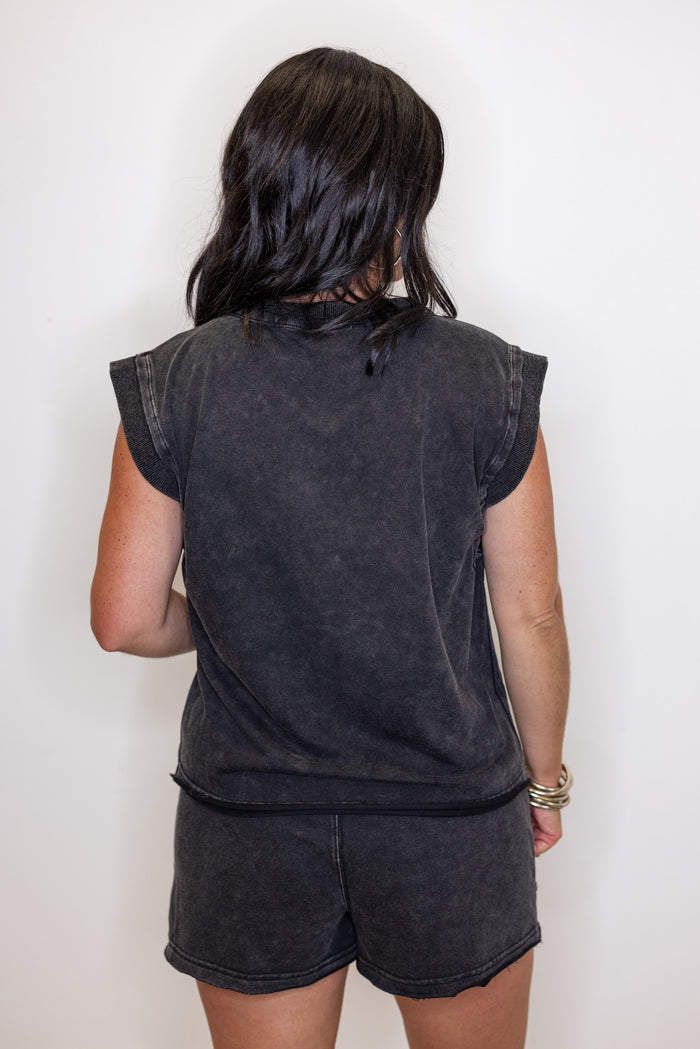 mineral washed black cotton set back