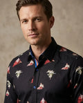 Black Historic Masterpiece Print Men's Shirt with Matching Handkerchief