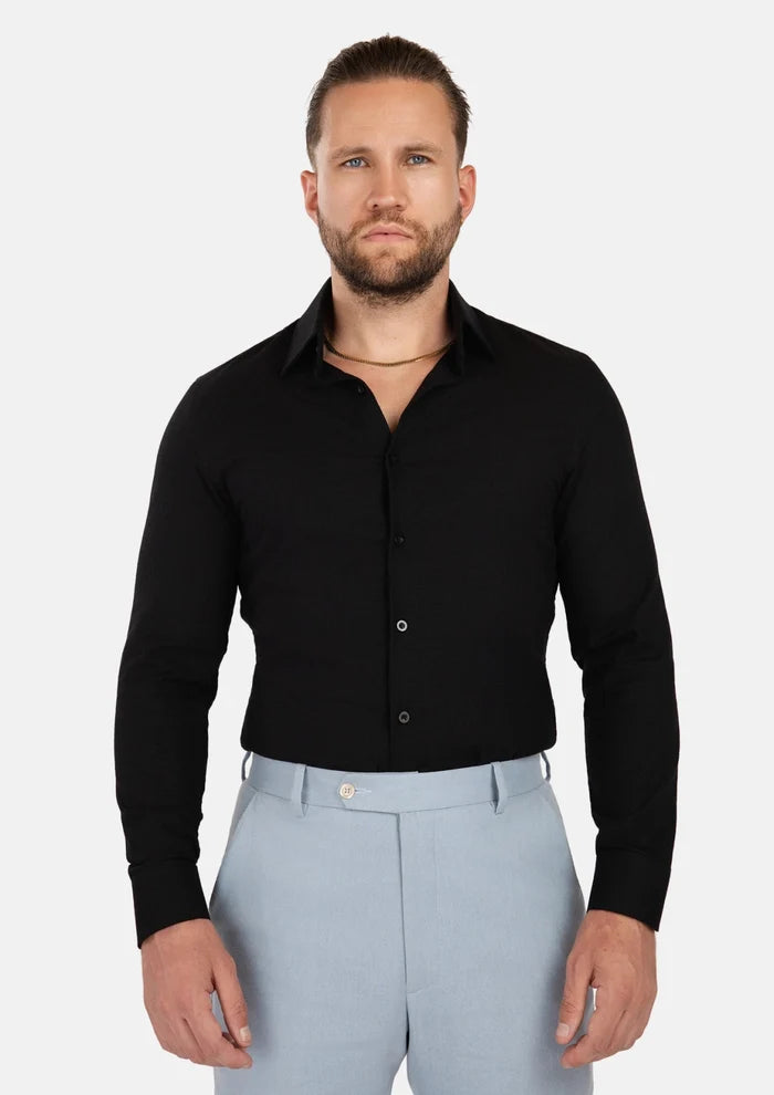 Black Linen Blend Shirt - SARTORO