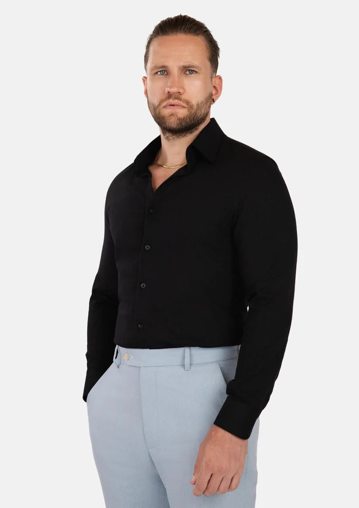 Black Linen Blend Shirt - SARTORO