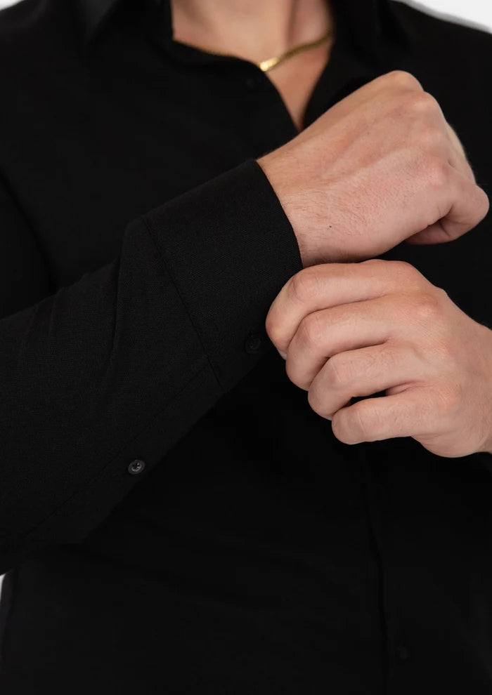 Black Linen Blend Shirt - SARTORO