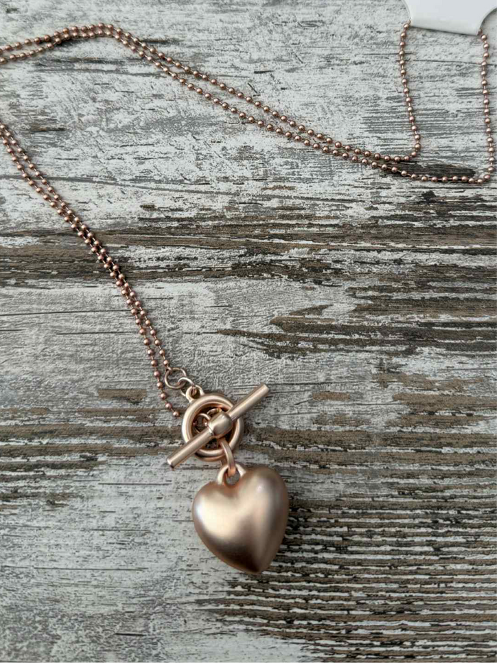Bold Heart Necklace - Rose Gold