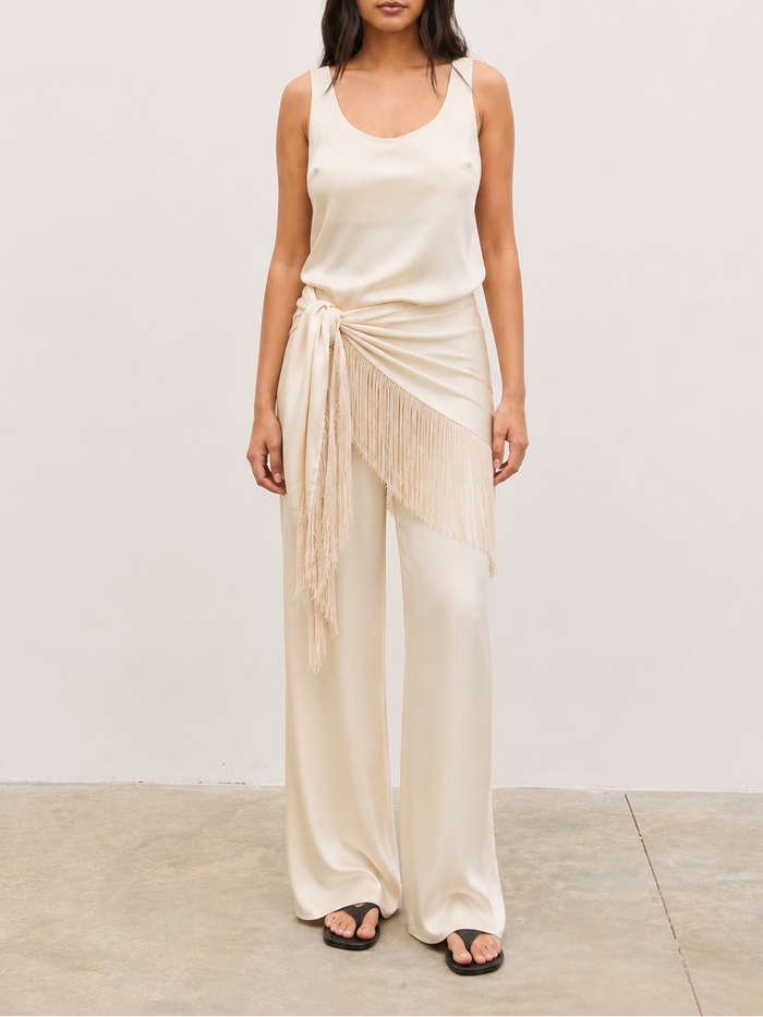 Breya Fringed Sarong - Oyster