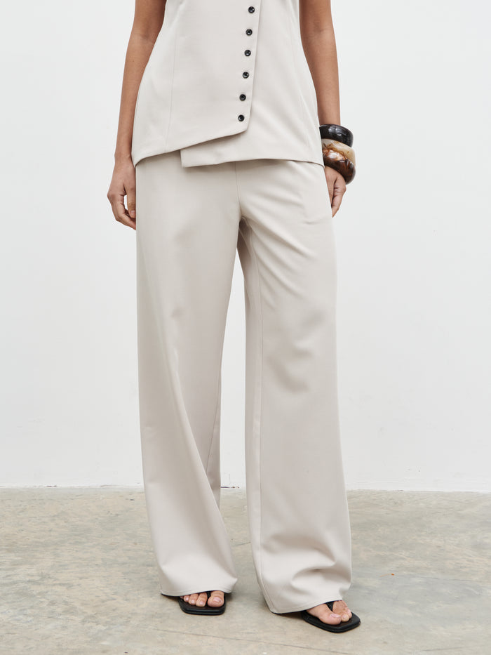 Candy Is 5'6" & Wears Size UK 8|Brylee Tailored Drawstring Trousers - Stone