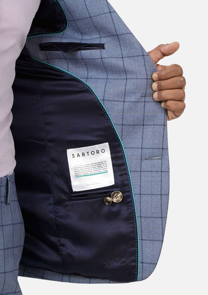 Astor Carolina Blue Windowpane Suit - SARTORO