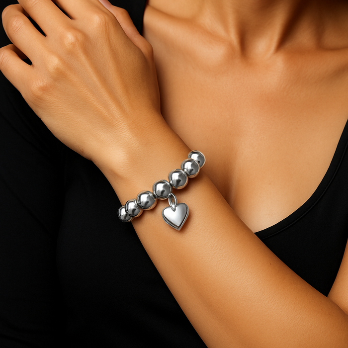 Chunky Heart Bracelet- Silver