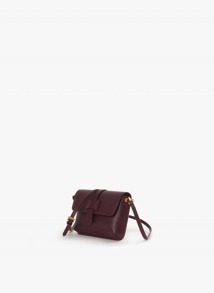 Cinzia Rocca Genuine Leather Mini Shoulder & Phone Bag - Burgundy