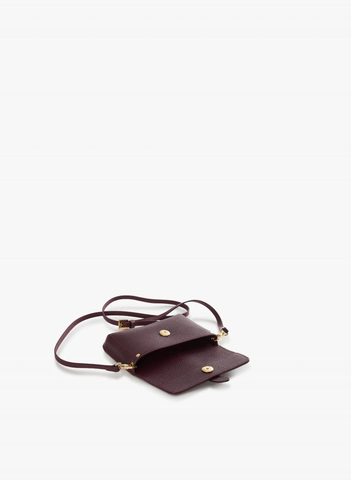 Cinzia Rocca Genuine Leather Mini Shoulder & Phone Bag - Burgundy