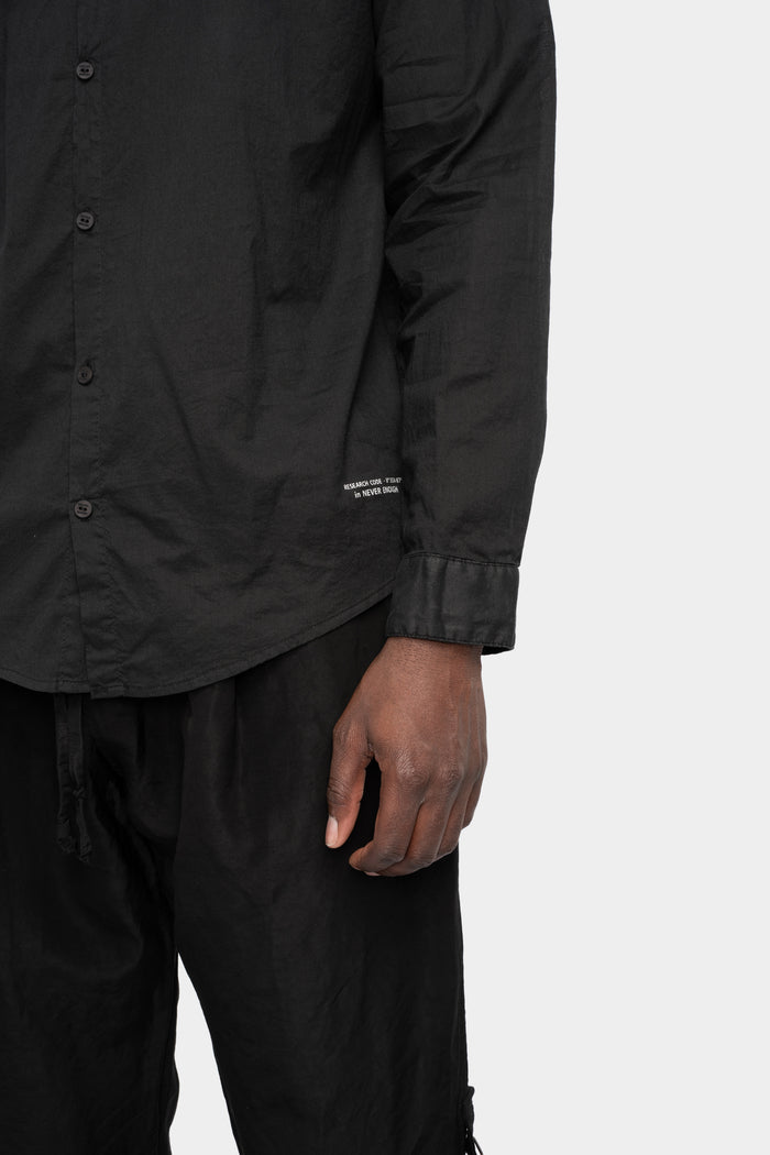Never Enough | SS25 - Coated crinkled cotton shirt, Black, MSL009