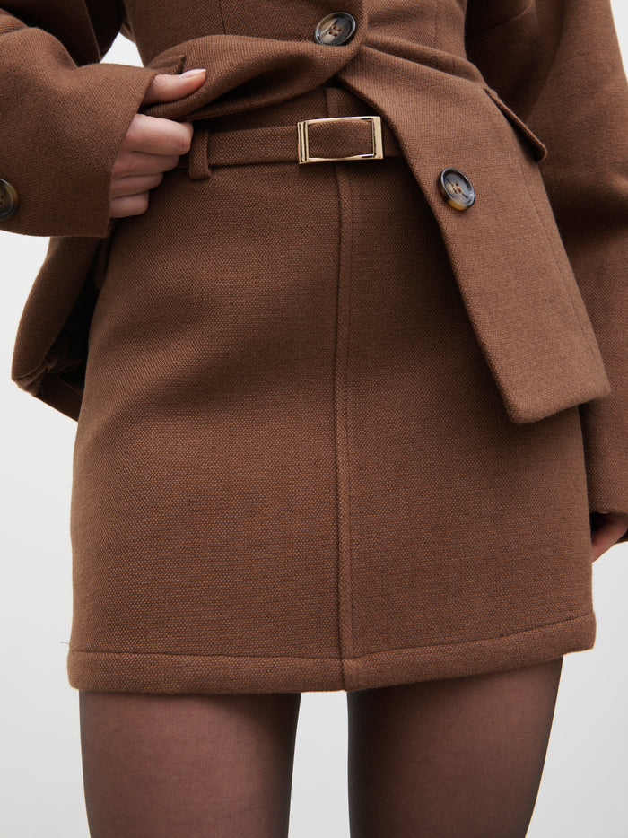 Honor is 5'4" & Wears Size UK 8|Colby Mini Skirt - Brown