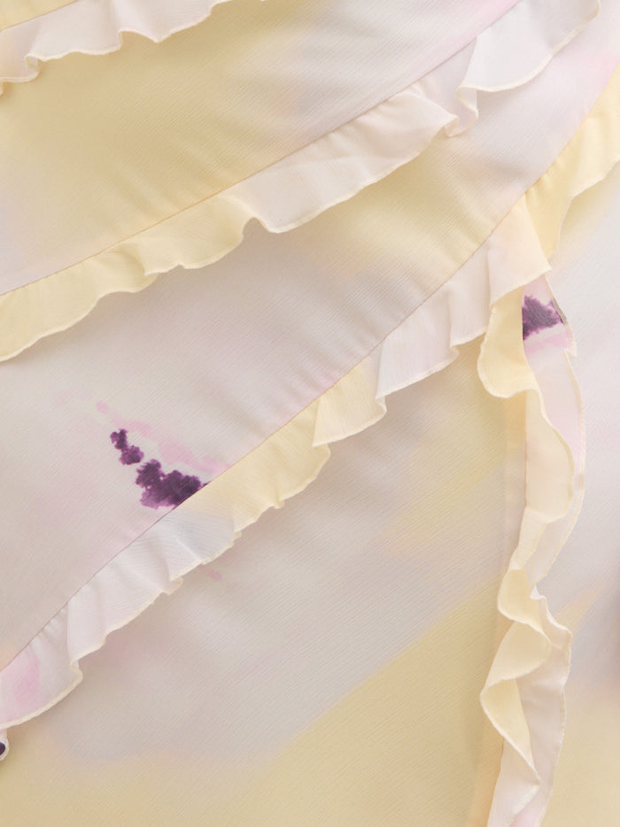 Souki Is 5'8" & Wears Size UK 18|Constance Ruffle Maxi Dress Curve - Watercolour Poppy