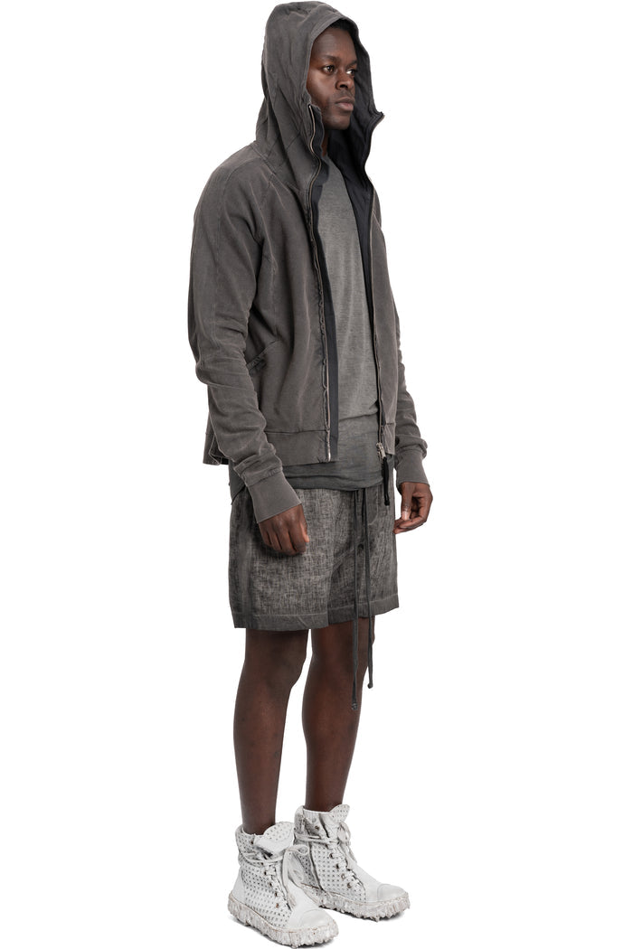 Thom Krom | SS26 - Contrast zip up hood sweater, Dark used grey MSJ694