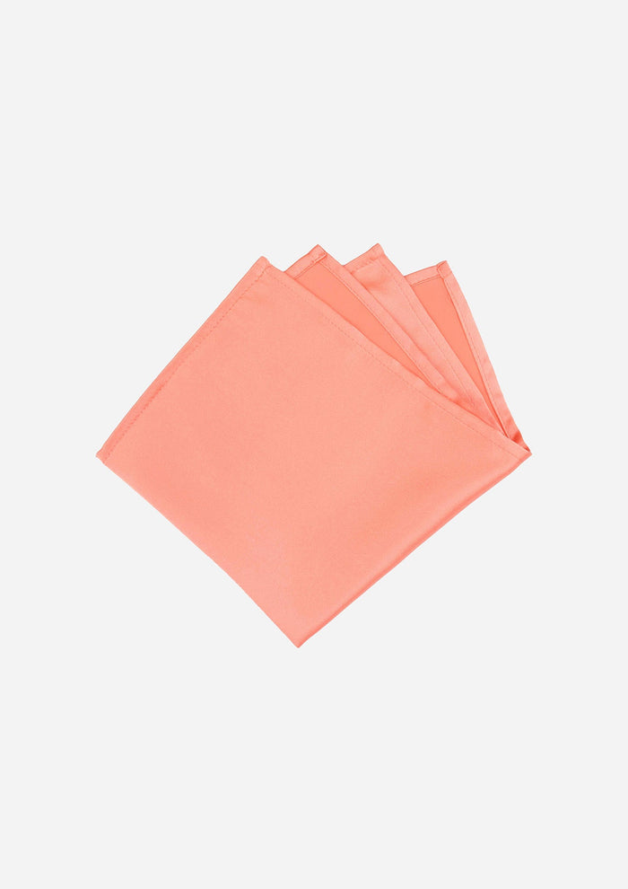 Silk Satin Coral Pocket Square - SARTORO