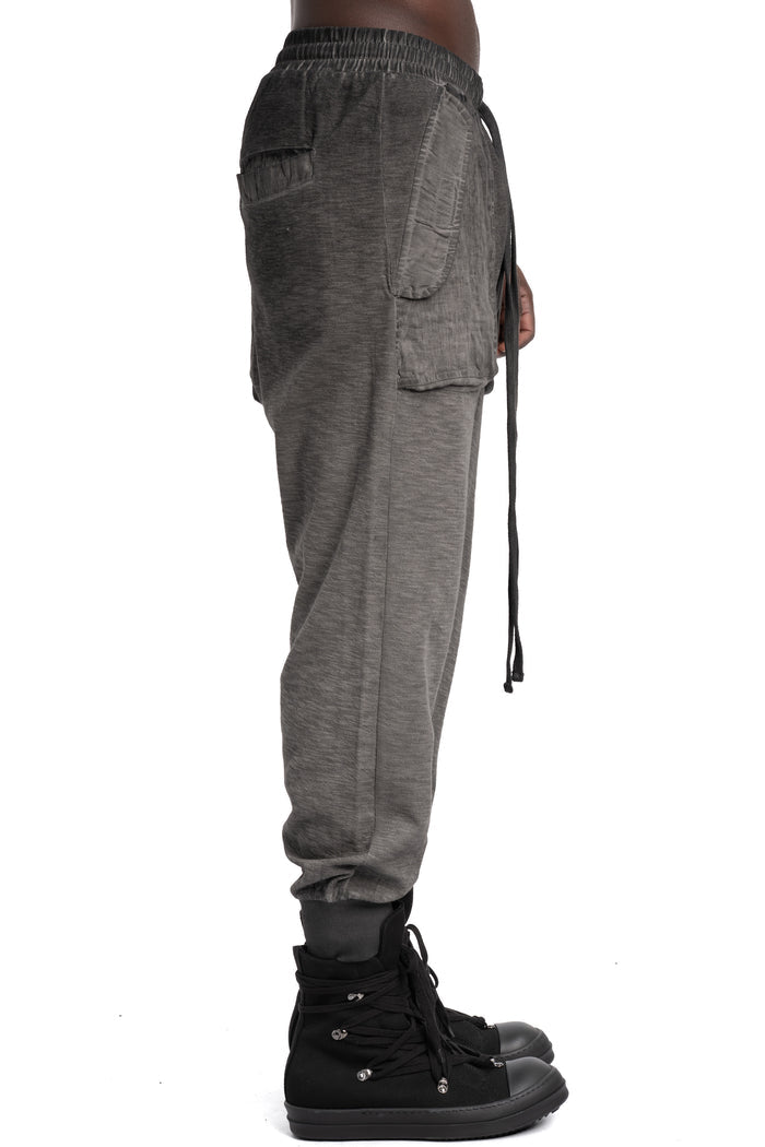 Thom Krom | SS26 - Cotton linen contrast drawstring pants, Cold dye grey MST523