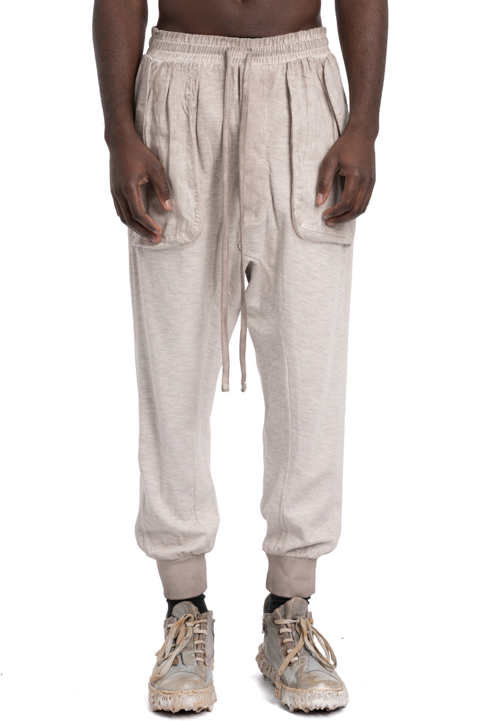 Thom Krom | SS26 - Cotton linen contrast drawstring pants,  Cold dye stone MST523