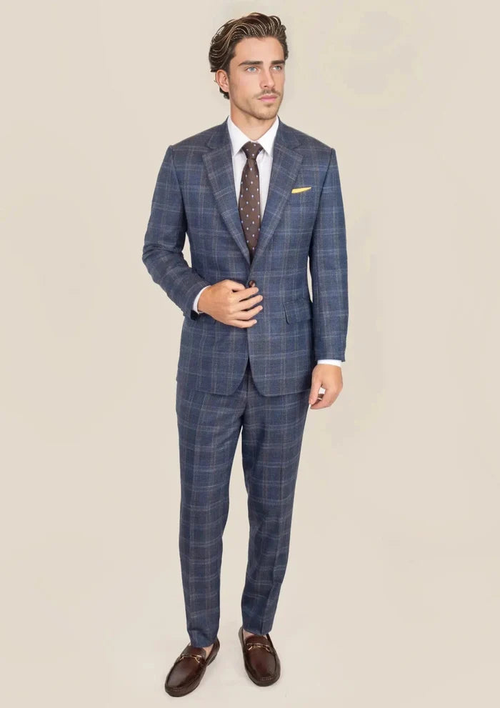 Lafayette Deep Cobalt Blue Plaid Suit - SARTORO