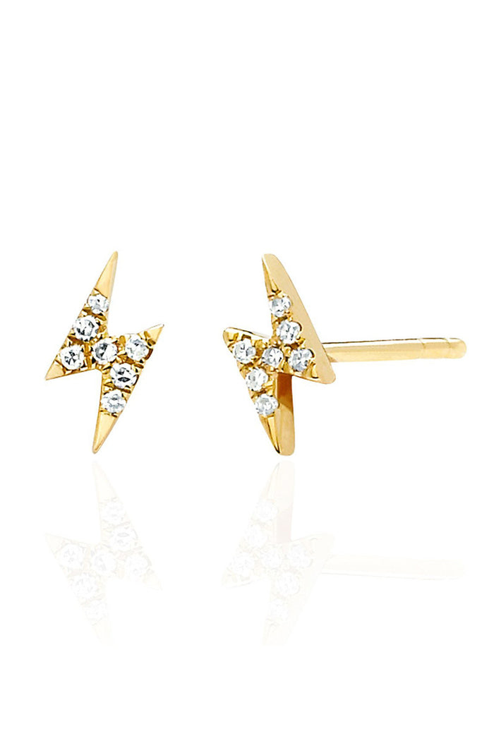 Diamond Lightning Bolt Studs - Yellow Gold - Pavilion
