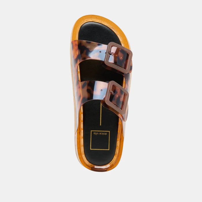 dolce vita julio slide sandals tortoise with buckles