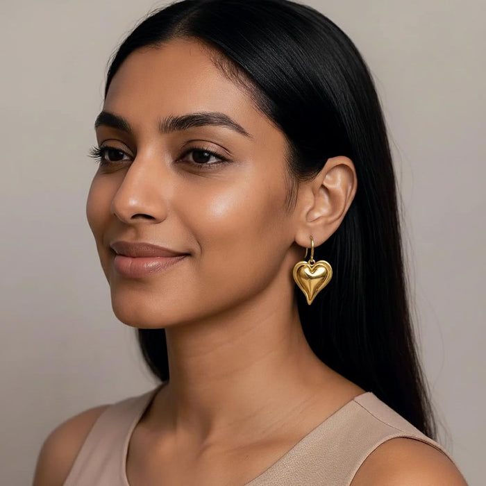 Double Heart Earrings - Gold
