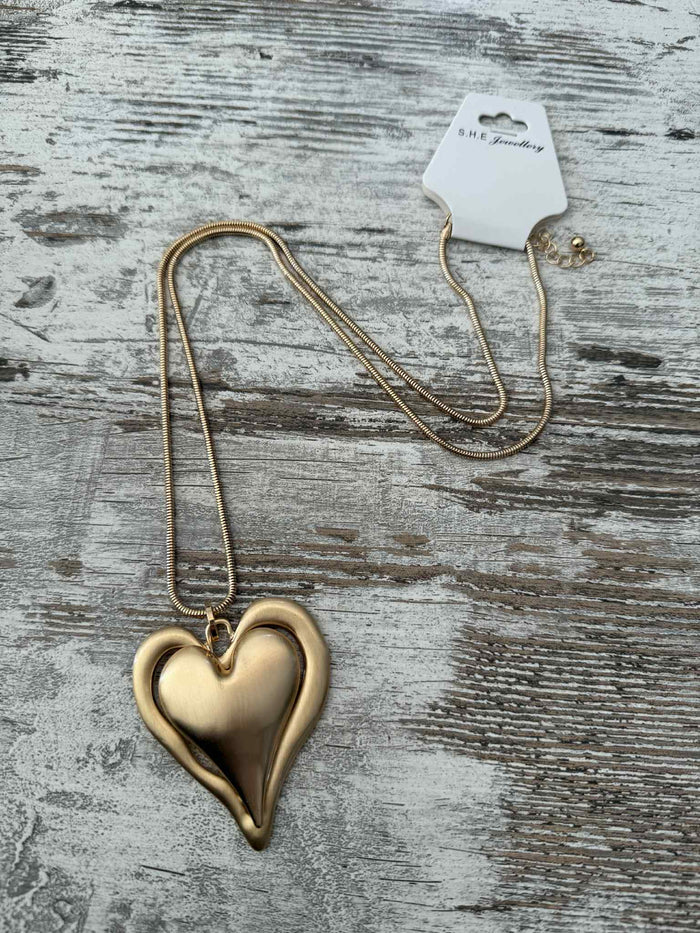 Double Heart Necklace - Gold