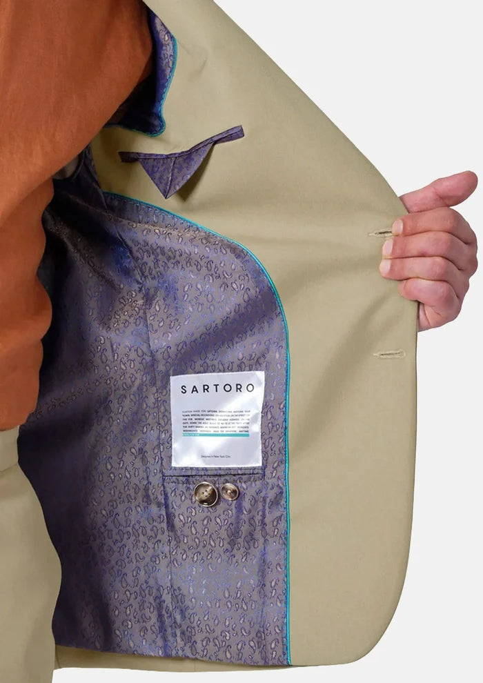 Ellis Dune Beige Cotton Suit - SARTORO