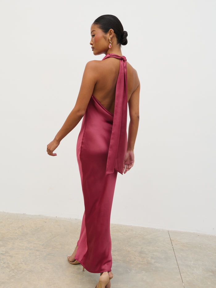 Edita Cowl Midaxi Dress - Raspberry