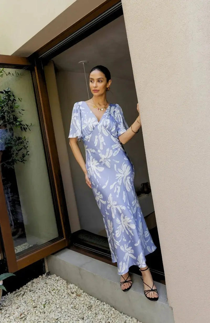 Ellis Dress in Blue Lily Print Rewritten