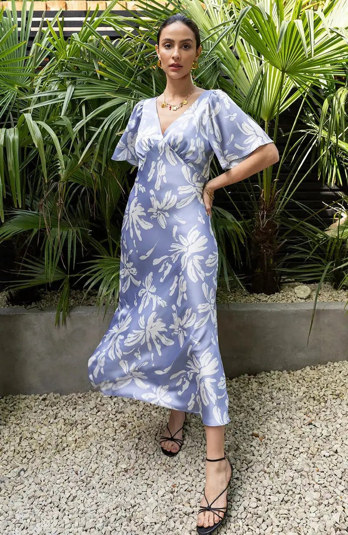 Ellis Dress in Blue Lily Print Rewritten