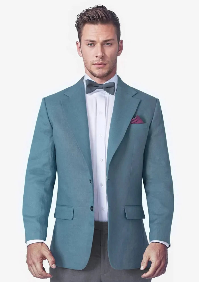 Ellis Koi Blue Linen Jacket - SARTORO