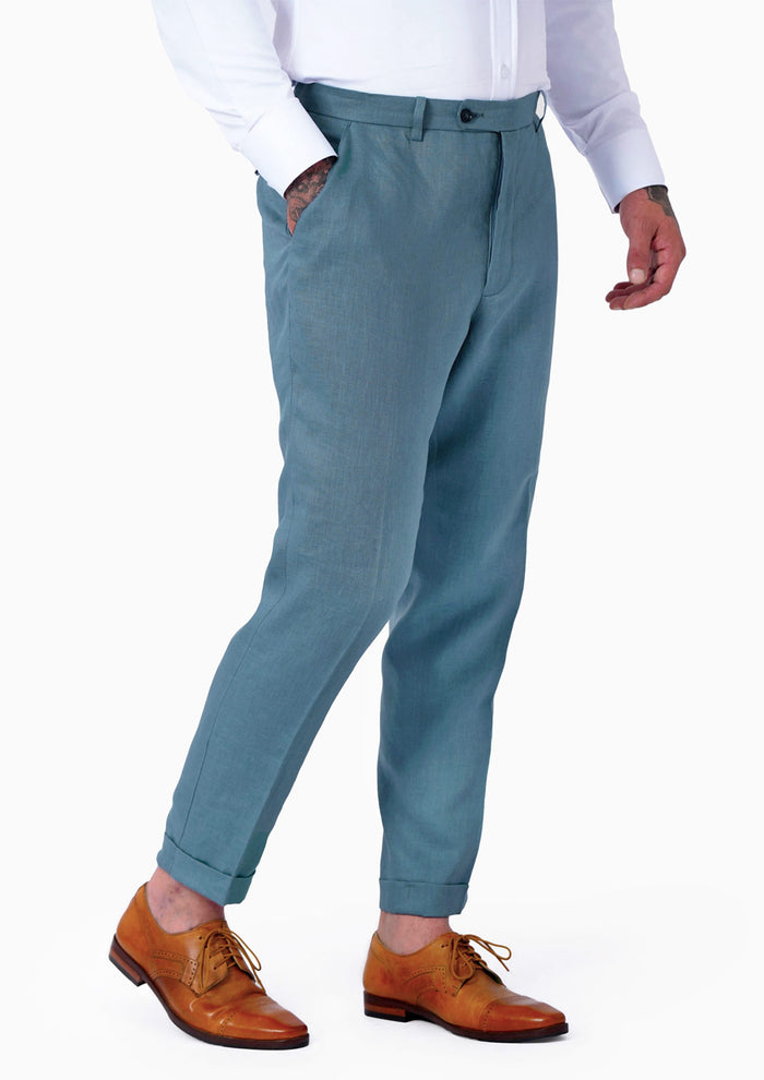 Ellis Koi Blue Linen Suit - SARTORO