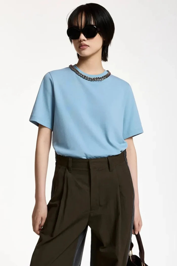 Essentiel Klaim T-Shirt With Chain Azure Affair